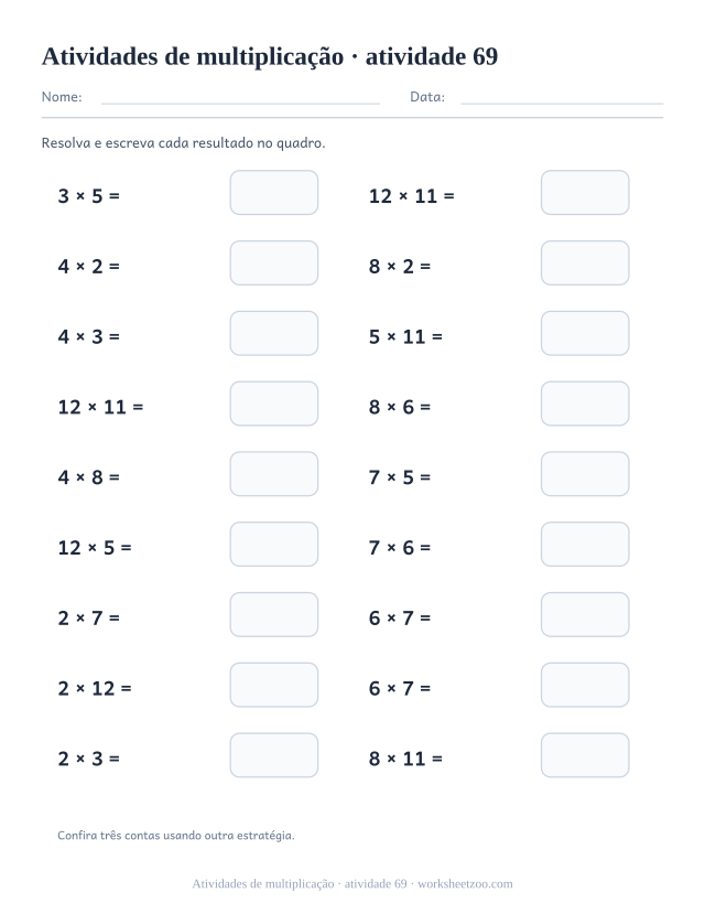 Prévia de Atividades de multiplicação, atividade 69 para imprimir