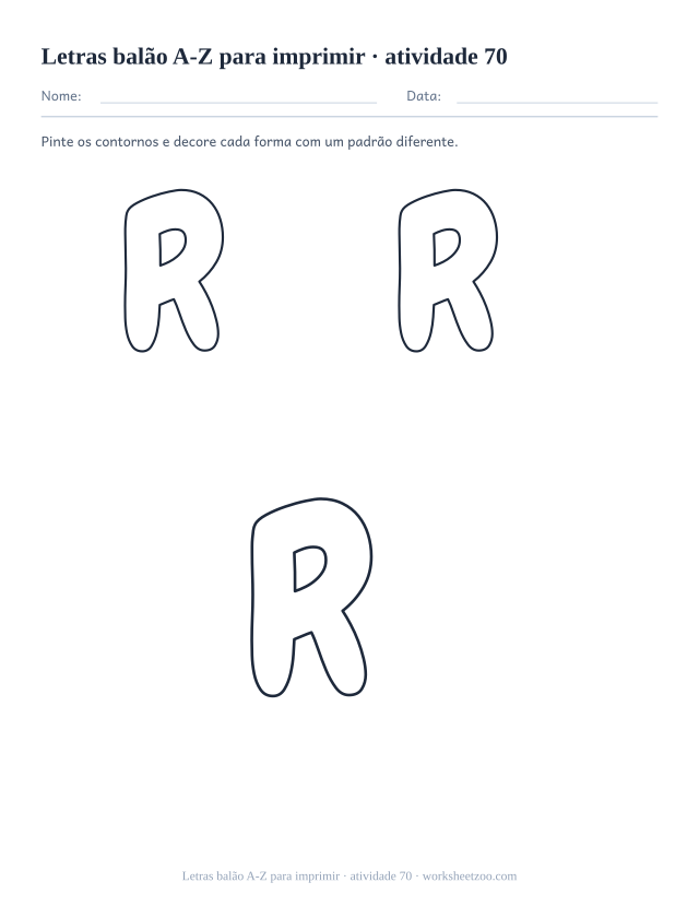 Prévia de Letras balão A-Z para imprimir, atividade 70 para imprimir