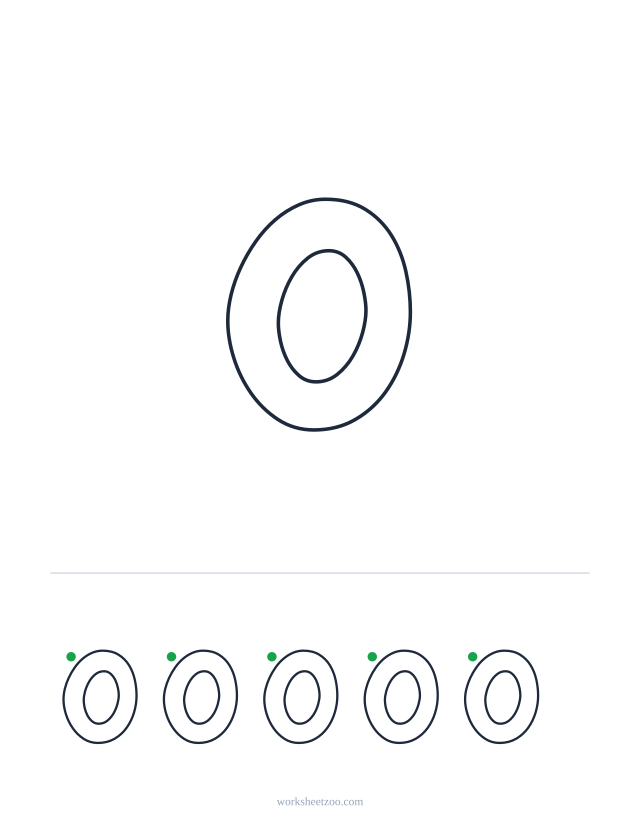 Printable bubble number 0, a big rounded outline number to colour and trace