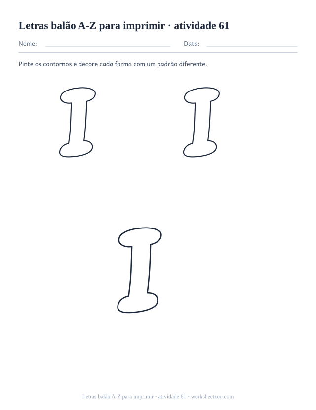 Prévia de Letras balão A-Z para imprimir, atividade 61 para imprimir
