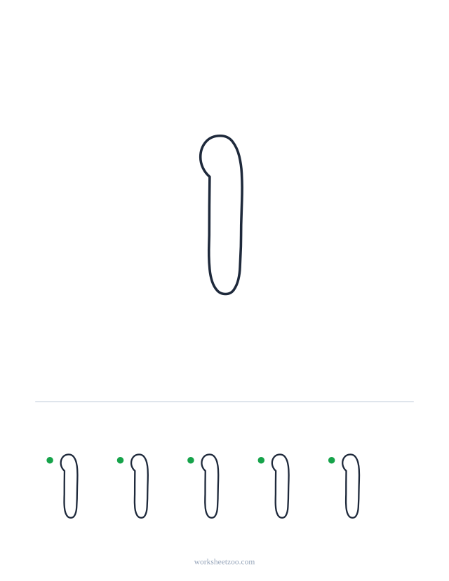 Printable bubble number 1, a big rounded outline number to colour and trace