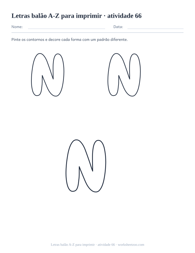 Prévia de Letras balão A-Z para imprimir, atividade 66 para imprimir
