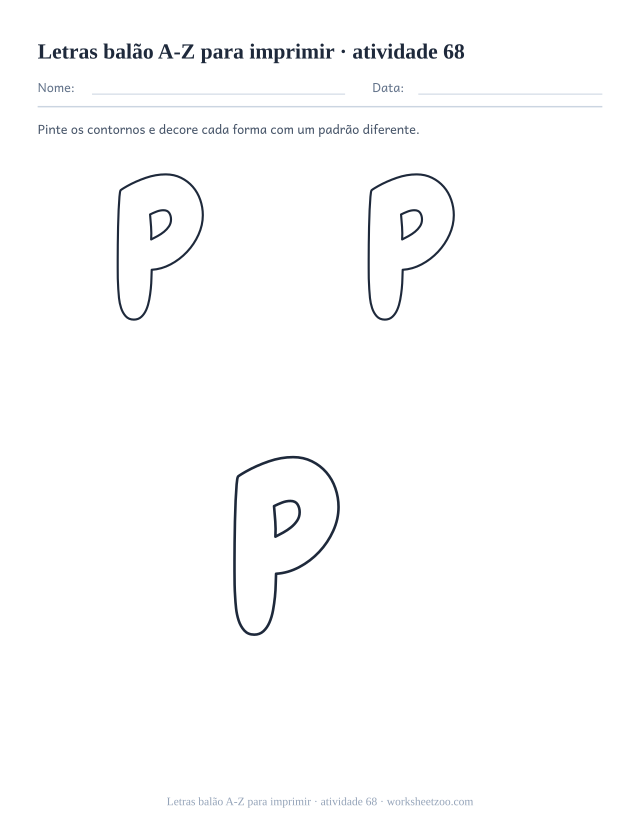 Prévia de Letras balão A-Z para imprimir, atividade 68 para imprimir
