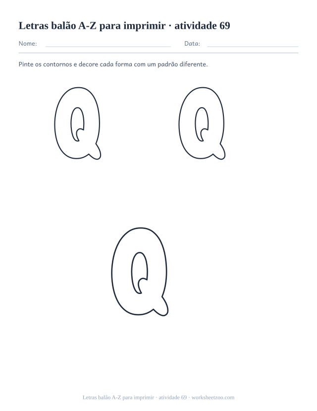 Prévia de Letras balão A-Z para imprimir, atividade 69 para imprimir