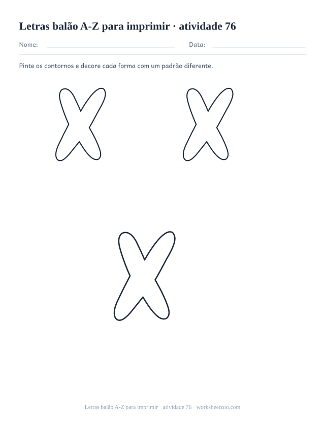 Prévia de Letras balão A-Z para imprimir, atividade 76 para imprimir