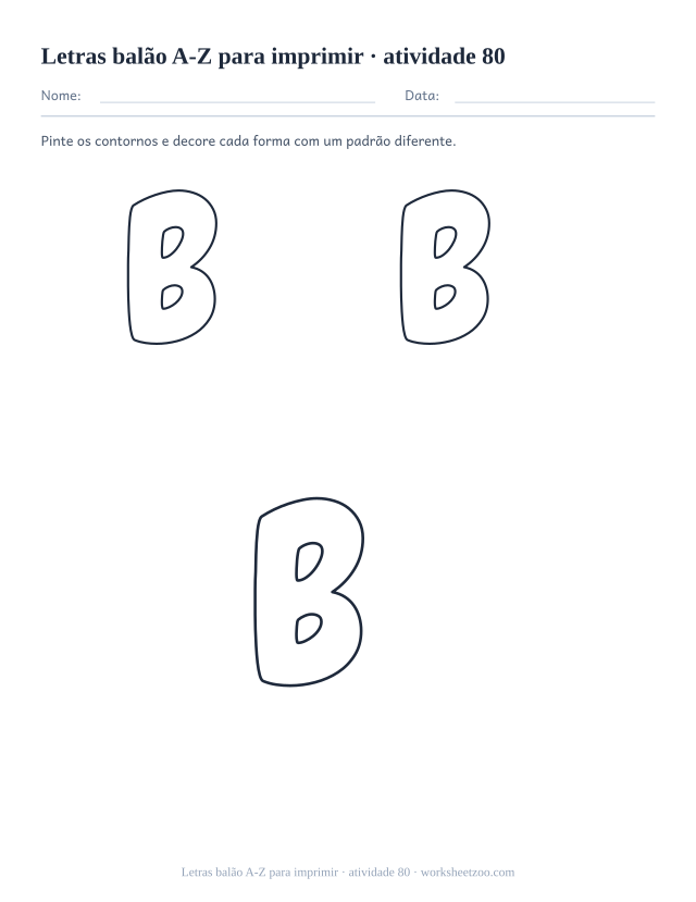 Prévia de Letras balão A-Z para imprimir, atividade 80 para imprimir