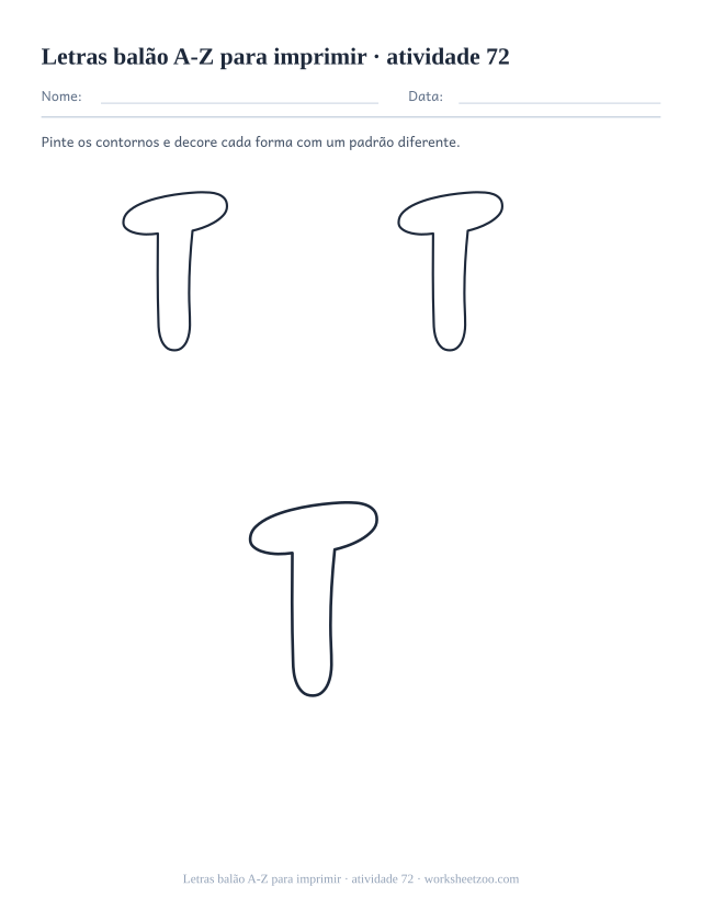 Prévia de Letras balão A-Z para imprimir, atividade 72 para imprimir