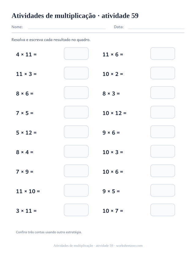 Prévia de Atividades de multiplicação, atividade 59 para imprimir