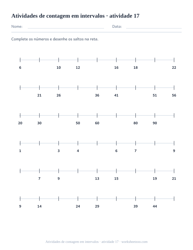 Prévia de Atividades de contagem em intervalos, atividade 17 para imprimir