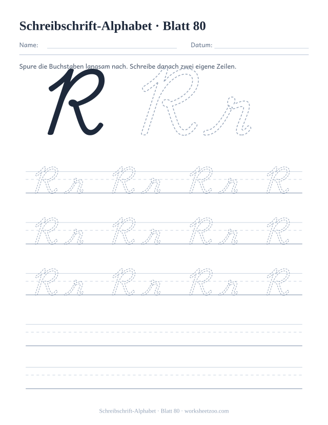 Vorschau: Schreibschrift-Alphabet, druckbares Arbeitsblatt 80