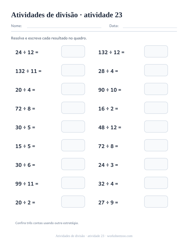 Prévia de Atividades de divisão, atividade 23 para imprimir