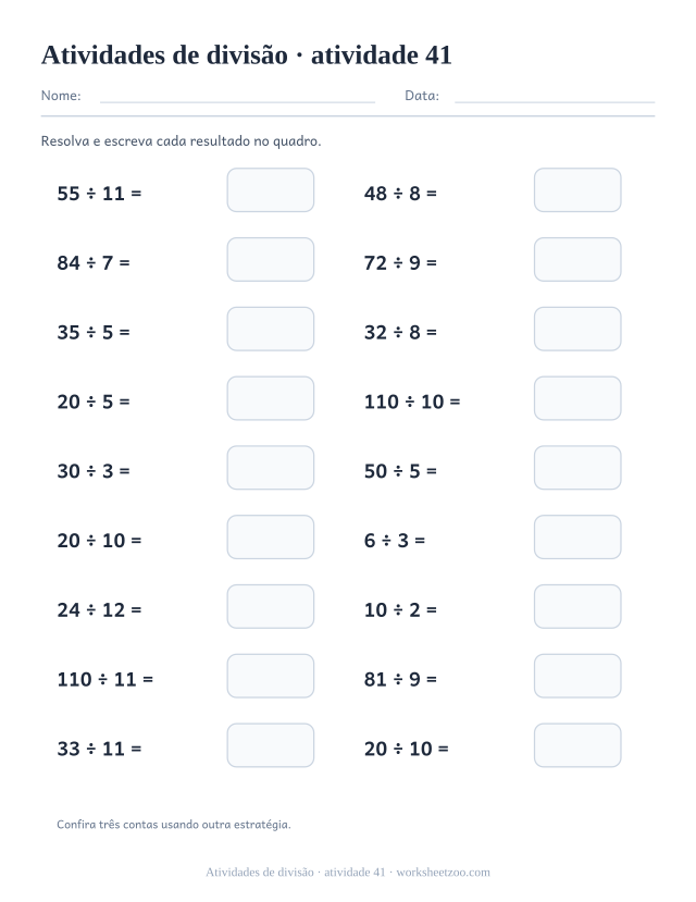 Prévia de Atividades de divisão, atividade 41 para imprimir