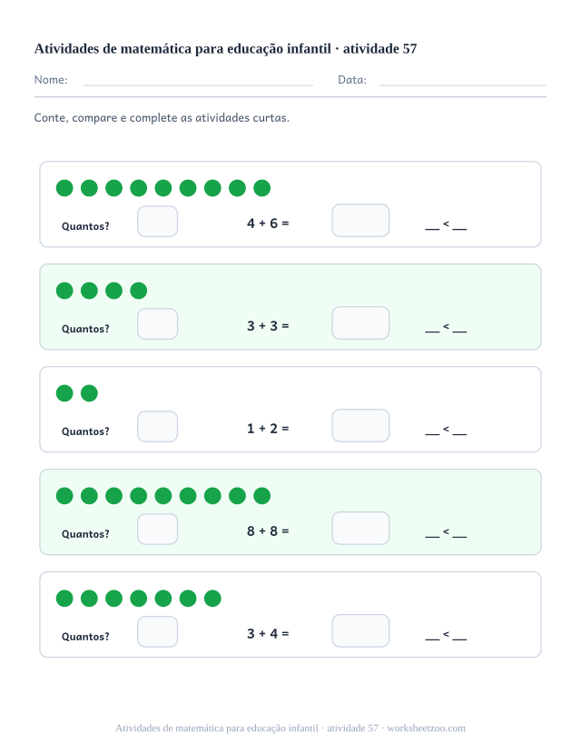 Prévia de Atividades de matemática para educação infantil, atividade 57 para imprimir