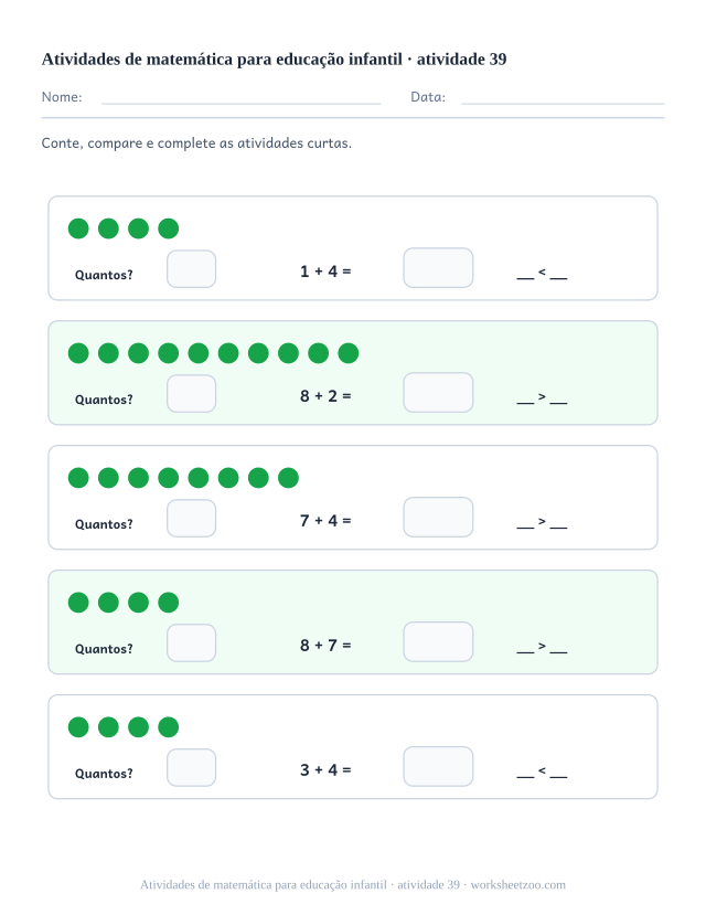 Prévia de Atividades de matemática para educação infantil, atividade 39 para imprimir