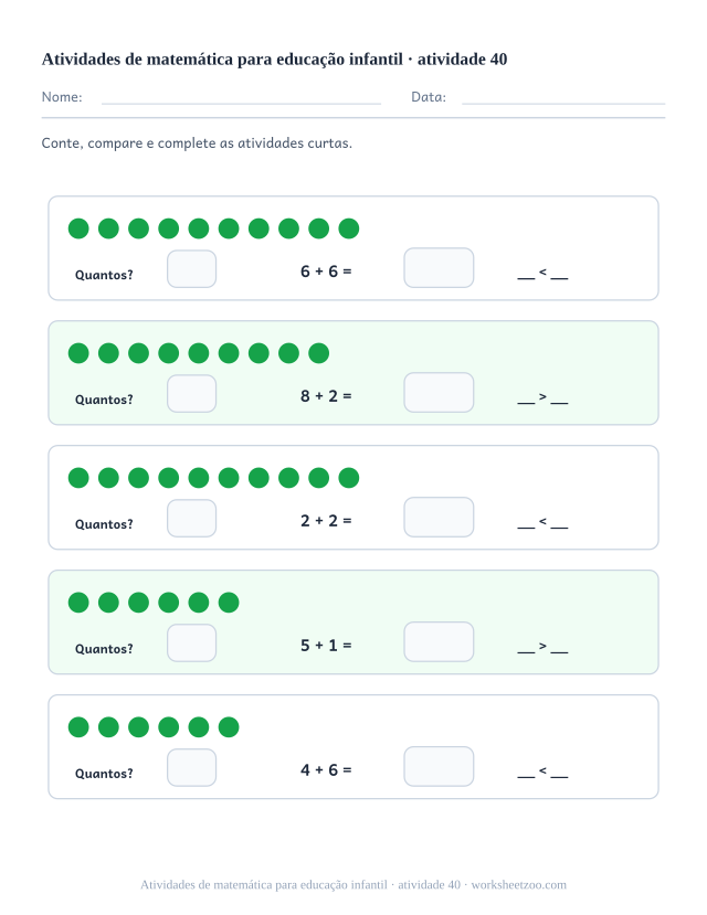 Prévia de Atividades de matemática para educação infantil, atividade 40 para imprimir