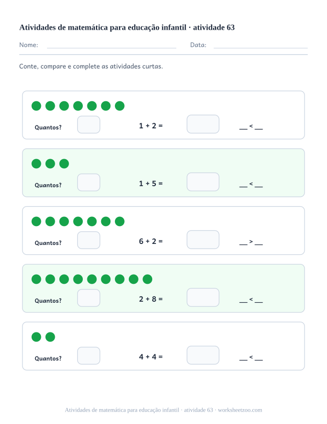 Prévia de Atividades de matemática para educação infantil, atividade 63 para imprimir