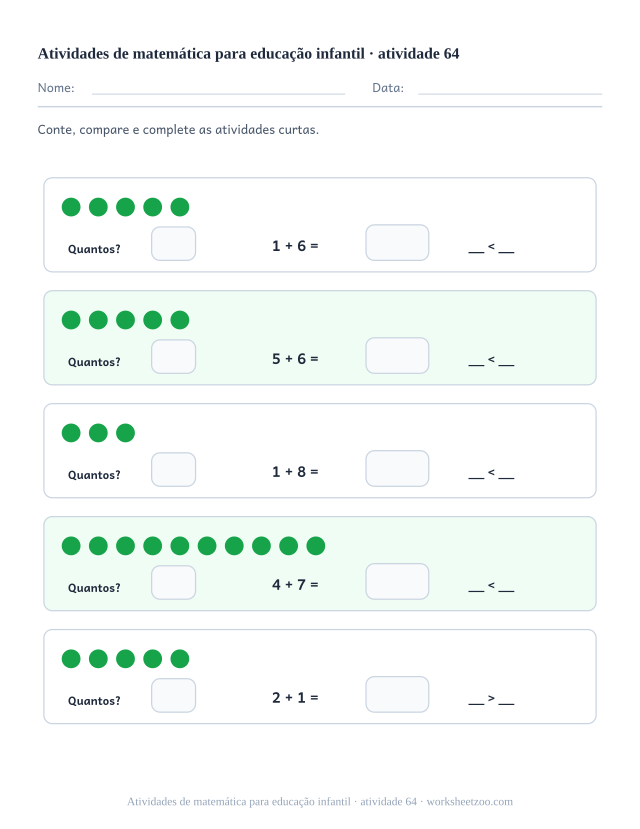 Prévia de Atividades de matemática para educação infantil, atividade 64 para imprimir