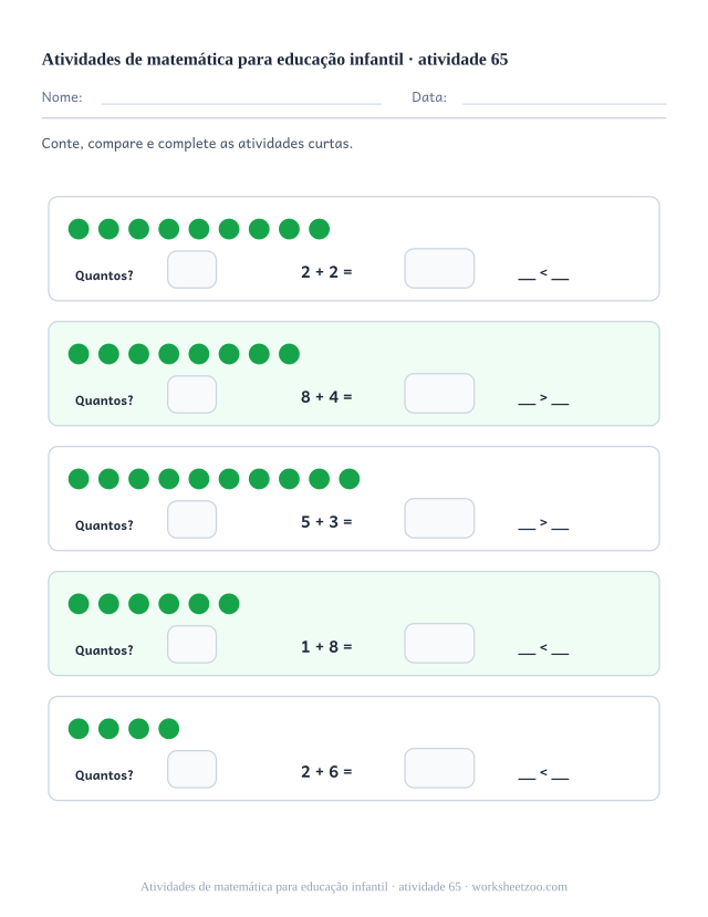Prévia de Atividades de matemática para educação infantil, atividade 65 para imprimir