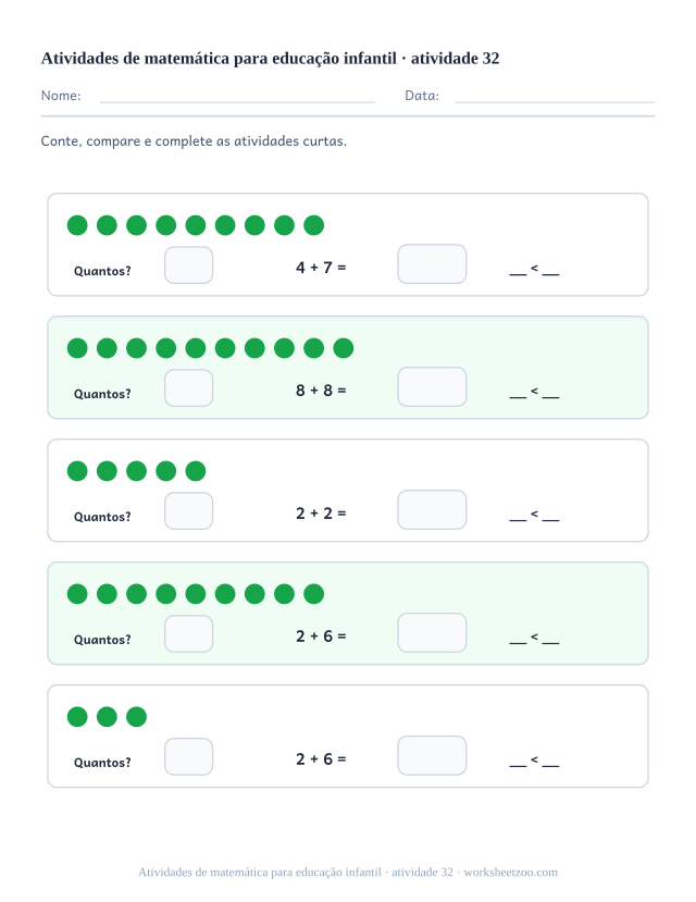 Prévia de Atividades de matemática para educação infantil, atividade 32 para imprimir