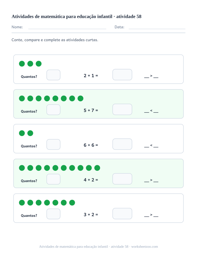 Prévia de Atividades de matemática para educação infantil, atividade 58 para imprimir