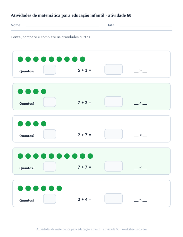 Prévia de Atividades de matemática para educação infantil, atividade 60 para imprimir