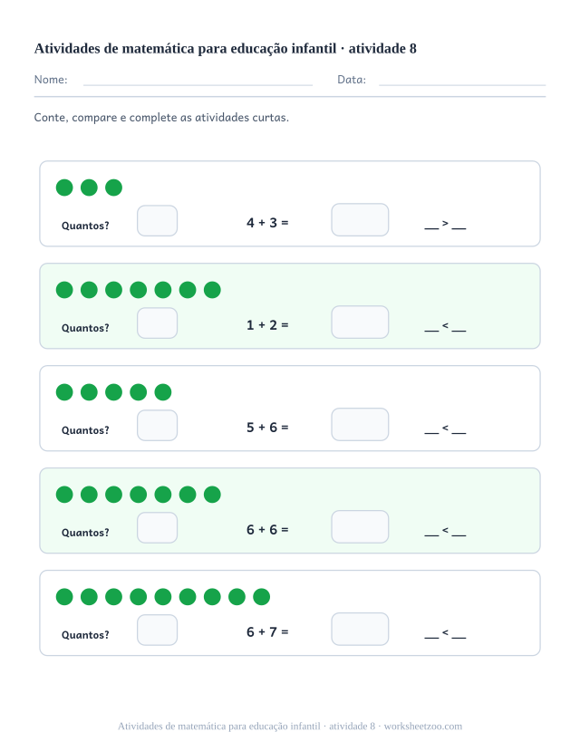 Prévia de Atividades de matemática para educação infantil, atividade 8 para imprimir