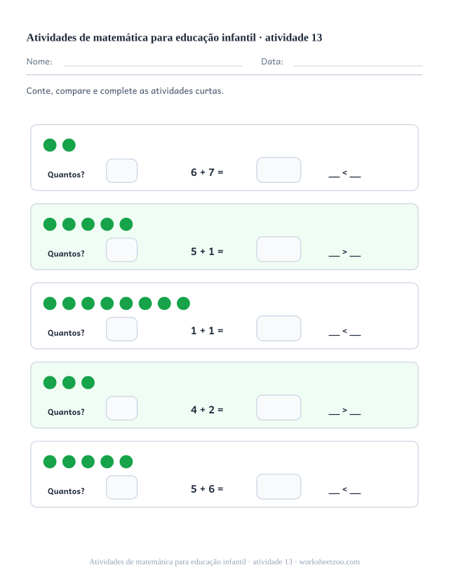 Prévia de Atividades de matemática para educação infantil, atividade 13 para imprimir