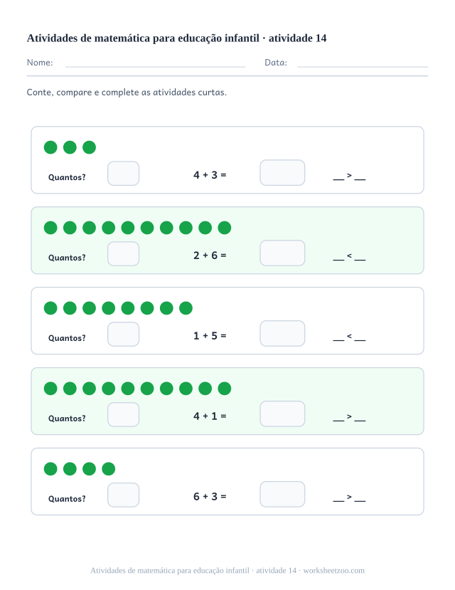 Prévia de Atividades de matemática para educação infantil, atividade 14 para imprimir