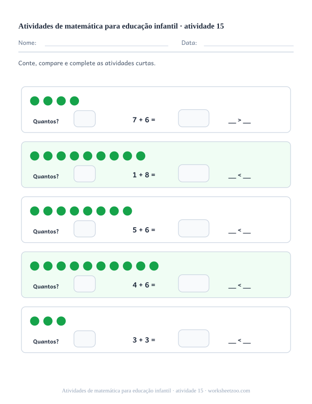 Prévia de Atividades de matemática para educação infantil, atividade 15 para imprimir