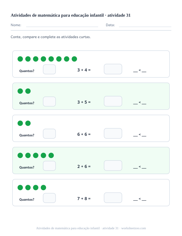Prévia de Atividades de matemática para educação infantil, atividade 31 para imprimir