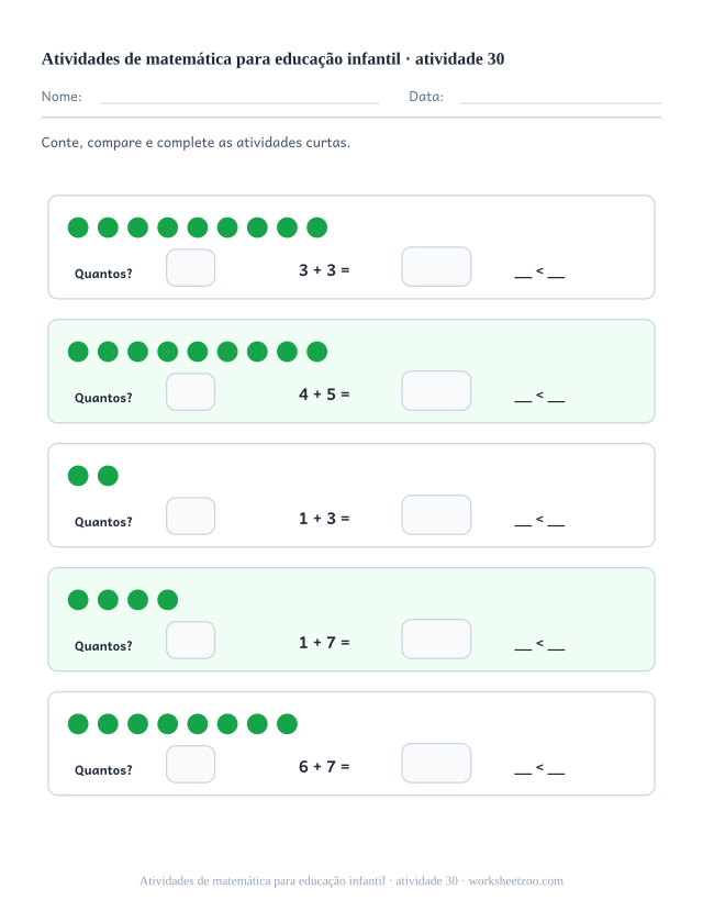 Prévia de Atividades de matemática para educação infantil, atividade 30 para imprimir