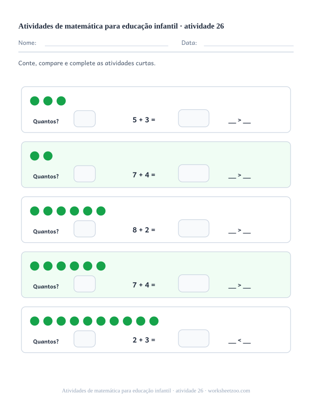 Prévia de Atividades de matemática para educação infantil, atividade 26 para imprimir