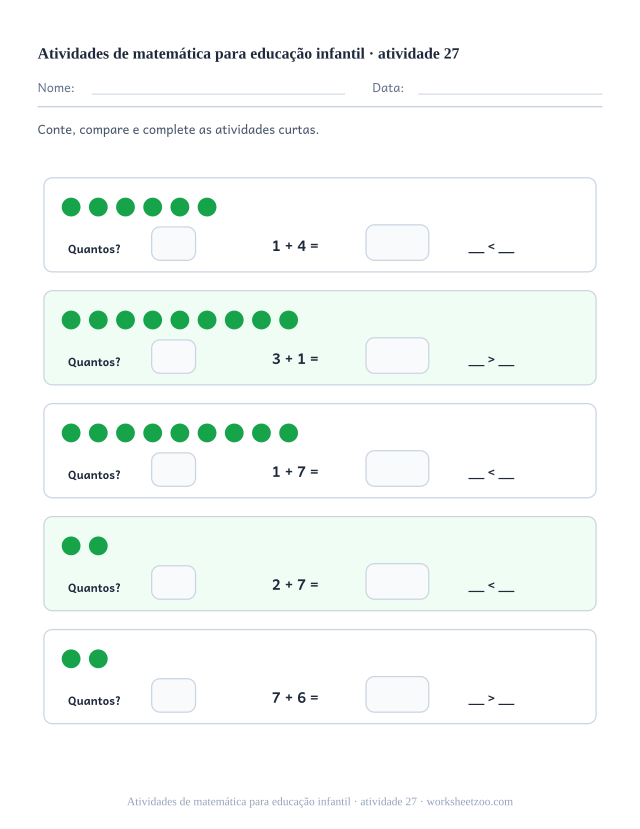 Prévia de Atividades de matemática para educação infantil, atividade 27 para imprimir