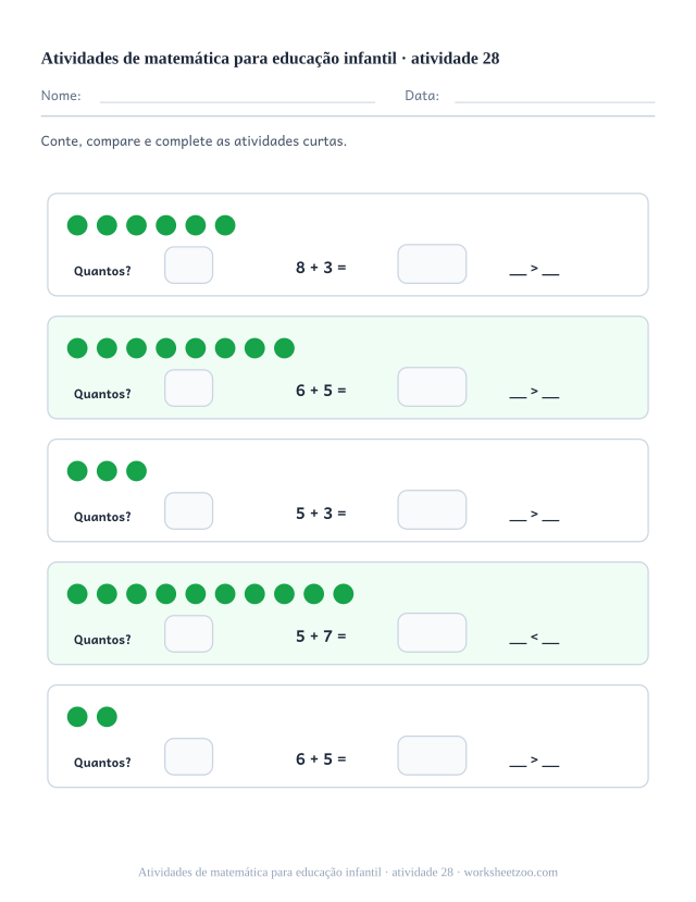 Prévia de Atividades de matemática para educação infantil, atividade 28 para imprimir