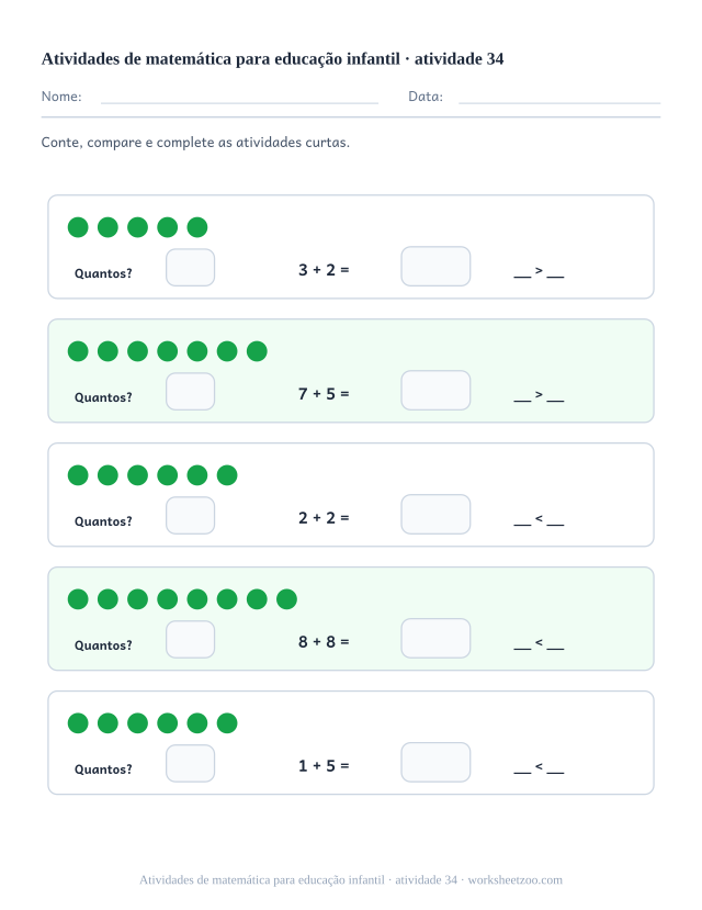 Prévia de Atividades de matemática para educação infantil, atividade 34 para imprimir