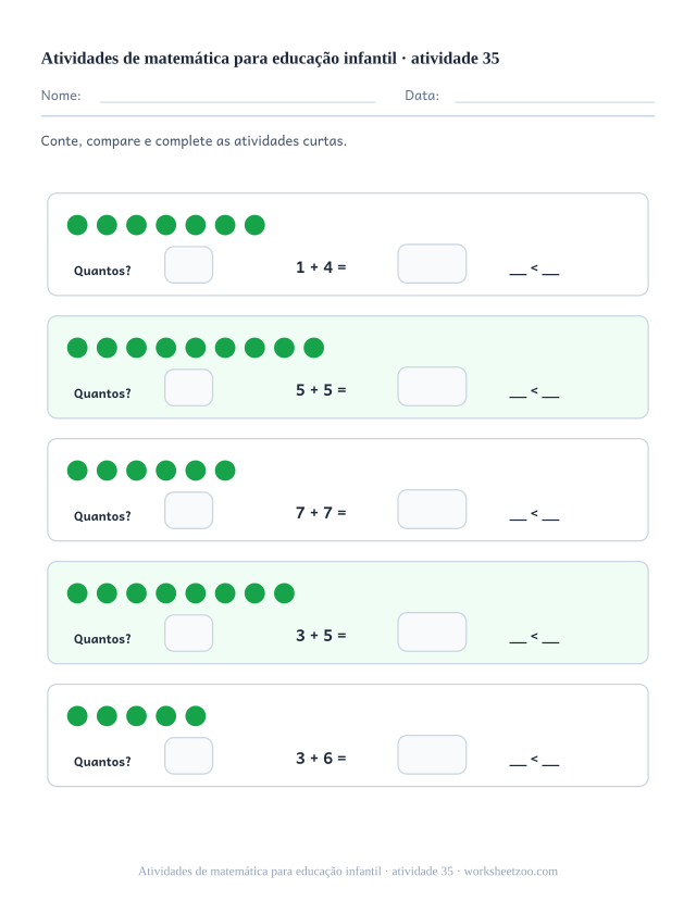 Prévia de Atividades de matemática para educação infantil, atividade 35 para imprimir