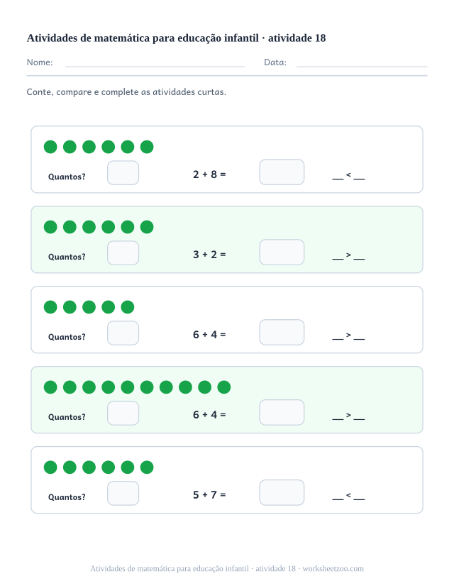 Prévia de Atividades de matemática para educação infantil, atividade 18 para imprimir