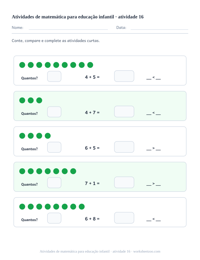 Prévia de Atividades de matemática para educação infantil, atividade 16 para imprimir