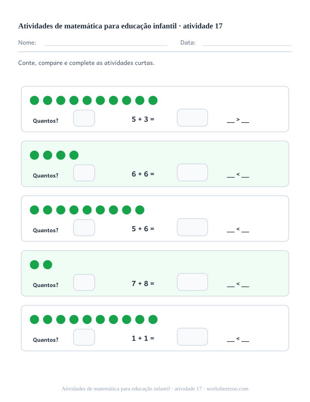 Prévia de Atividades de matemática para educação infantil, atividade 17 para imprimir