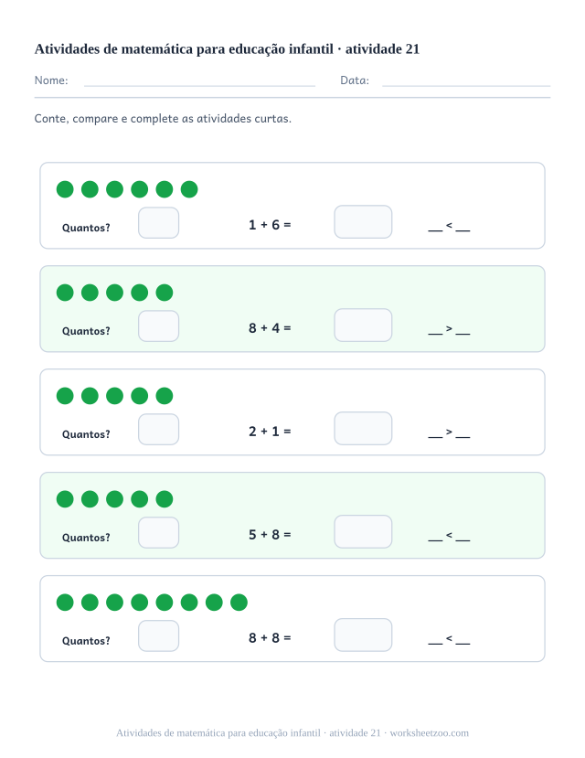 Prévia de Atividades de matemática para educação infantil, atividade 21 para imprimir
