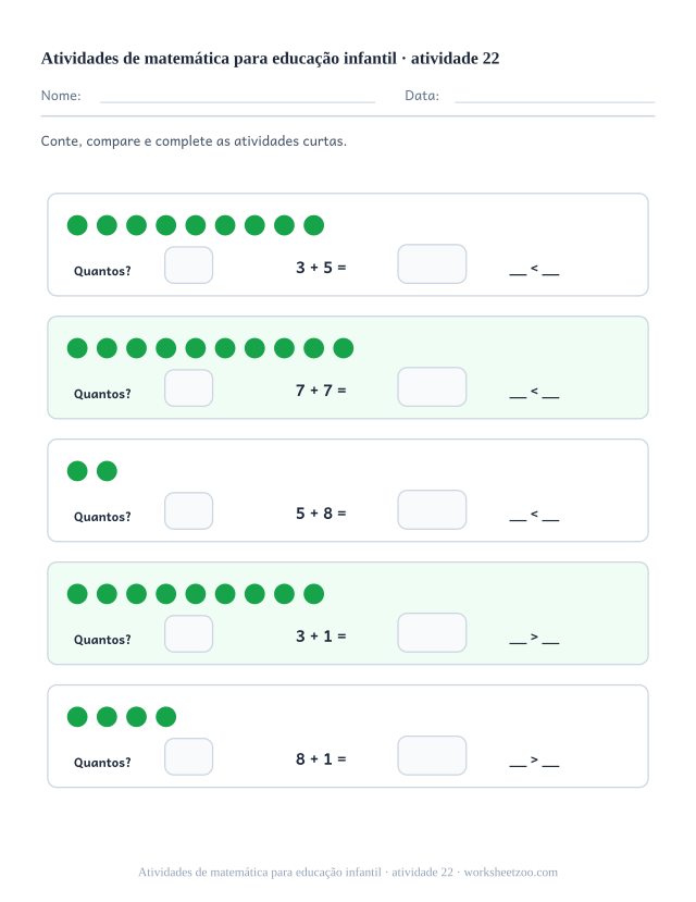 Prévia de Atividades de matemática para educação infantil, atividade 22 para imprimir
