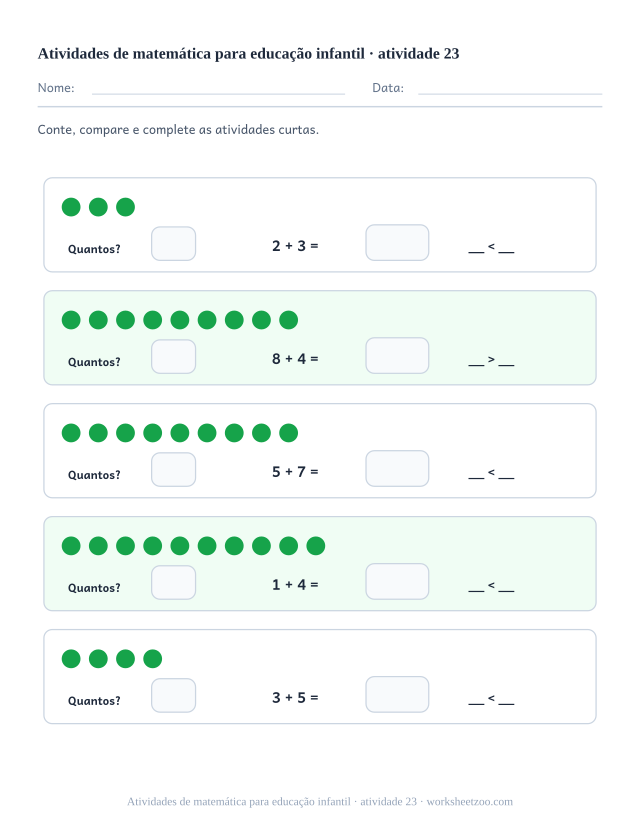 Prévia de Atividades de matemática para educação infantil, atividade 23 para imprimir