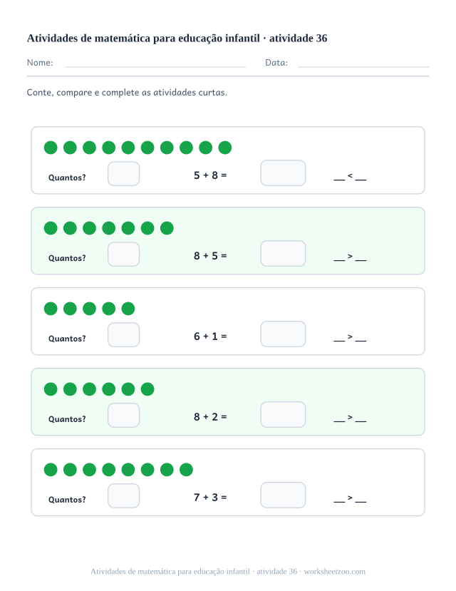Prévia de Atividades de matemática para educação infantil, atividade 36 para imprimir