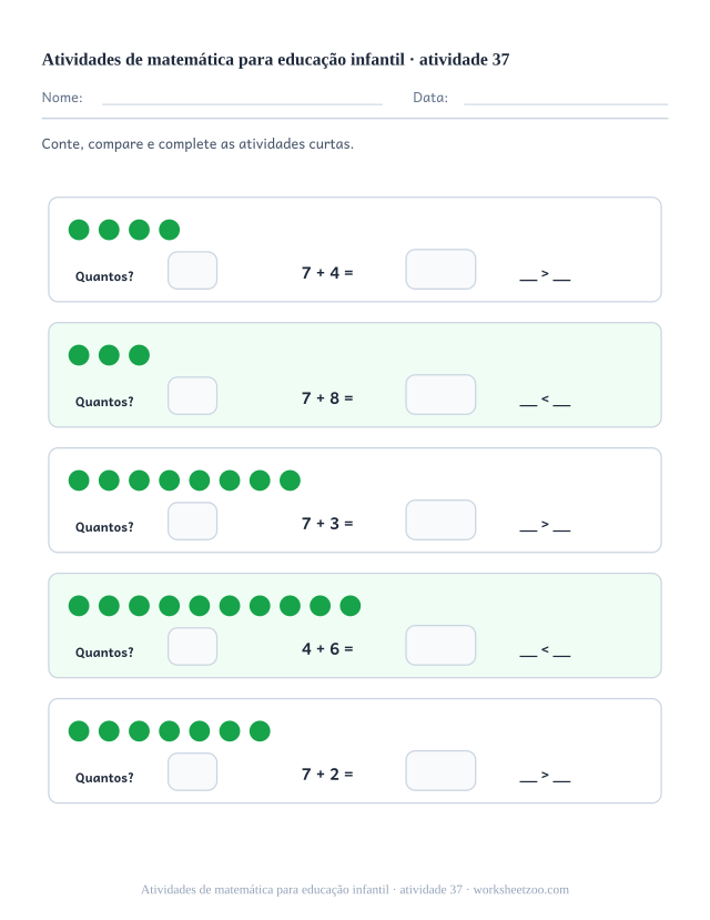 Prévia de Atividades de matemática para educação infantil, atividade 37 para imprimir