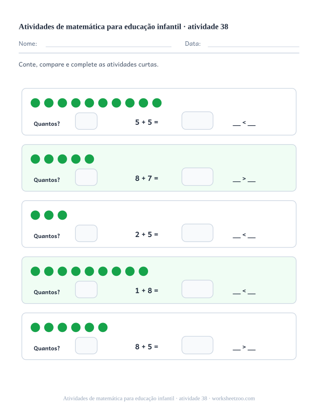 Prévia de Atividades de matemática para educação infantil, atividade 38 para imprimir