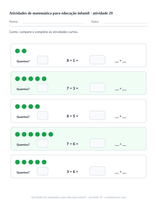 Prévia de Atividades de matemática para educação infantil, atividade 29 para imprimir