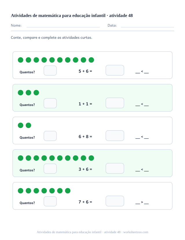 Prévia de Atividades de matemática para educação infantil, atividade 48 para imprimir