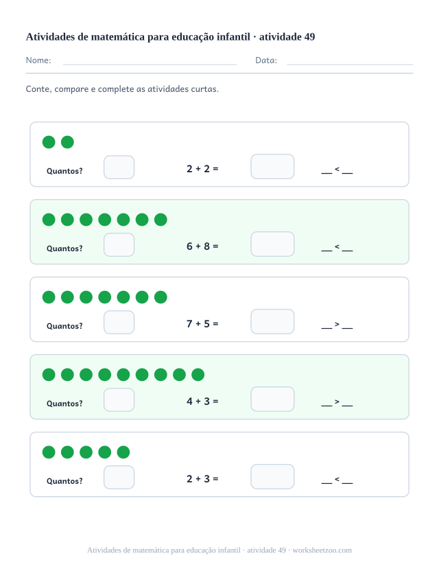 Prévia de Atividades de matemática para educação infantil, atividade 49 para imprimir