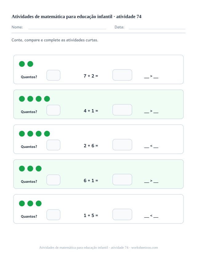 Prévia de Atividades de matemática para educação infantil, atividade 74 para imprimir