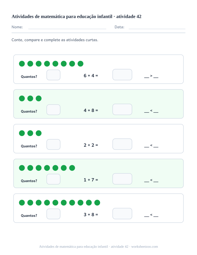 Prévia de Atividades de matemática para educação infantil, atividade 42 para imprimir